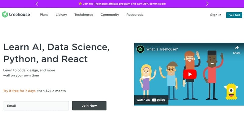 Top 10 Online Course Providers for 2024 10 Treehouse homepage