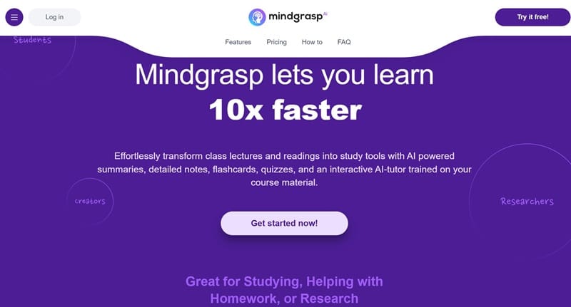 AI tools - Mindgrasp